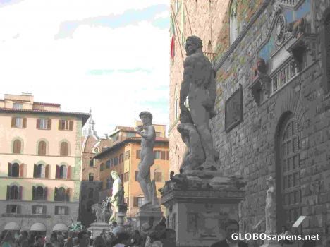 Postcard Replica of David at the Piazza Della Signoria