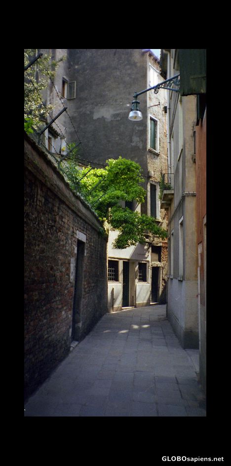 Postcard Narrow cobblestone streets, Venice