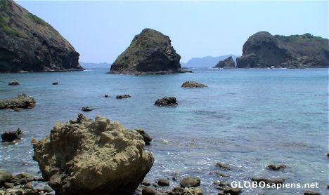 Postcard Rocky islands near Haha-jima