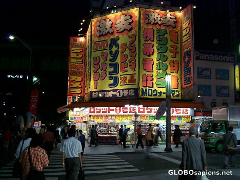 Postcard Akihabara 'Electric Town' Glows at Night in Neon
