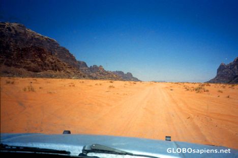 Postcard Road to the Saudi Border - Wadi Rum
