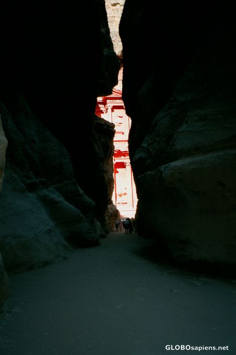 Postcard The narrow siq entrance to Petra