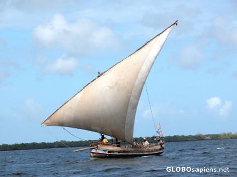 Postcard Dhow boat in Lamu.