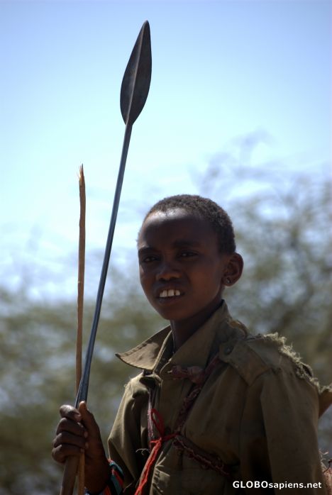 Postcard Samburu warier