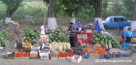Postcard Selling vegetables
