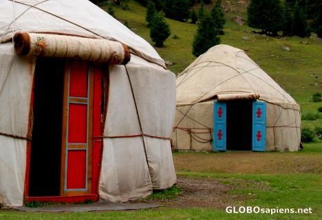 Postcard Barskoon - two yurt's entries
