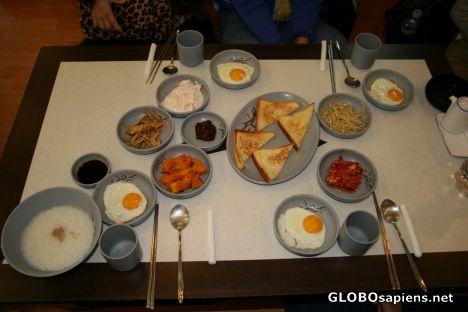 Postcard a korean breakfast spread