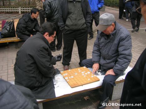 Postcard Korean chess players