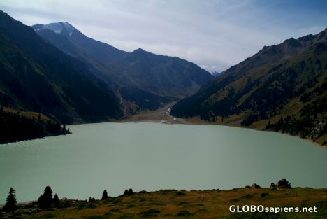 Postcard Big Almaty Lake - at mid-day