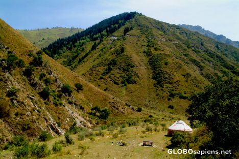 Postcard Big Almaty River Valley - yurt