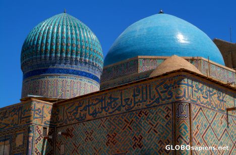Postcard Turkistan - details of the mausoleum