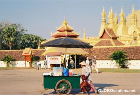 Postcard Phra That Luang in Vientiane Laos