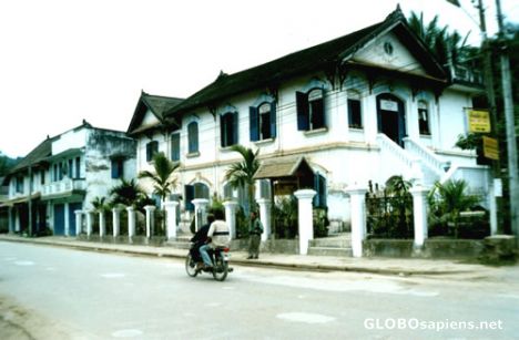 Postcard old french building in Luang Prabang