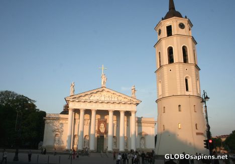 Postcard Cathedral of Vilnius and bell tower