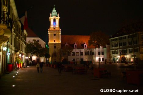 Postcard Bratislava (SK) - Old Townhall at cloudless night