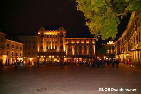 Postcard Bratislava (SK) - old town square at night