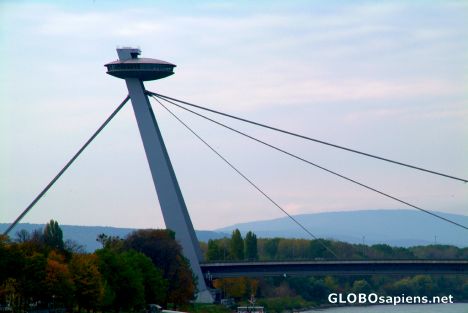 Postcard Bratislava (SK) - the pylon of Novy Most with UFO