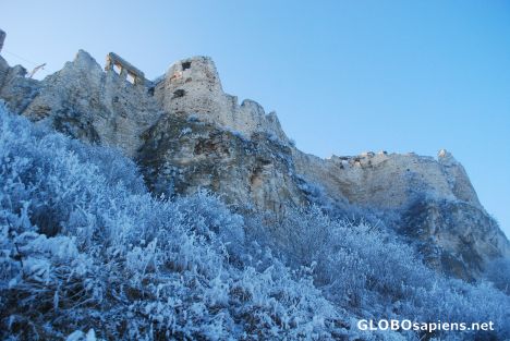 Postcard Spis Castle in the winter scenery