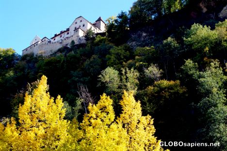 Postcard Vaduz - Castle in the fall