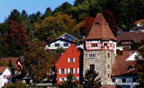 Postcard Vaduz - the Red Villa