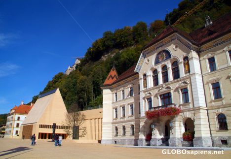 Postcard Vaduz - the government building