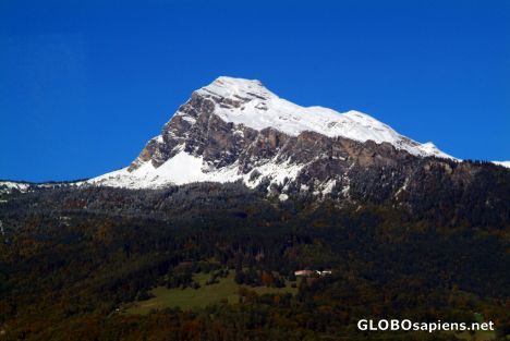 Postcard Balzers - the Alps standing pround