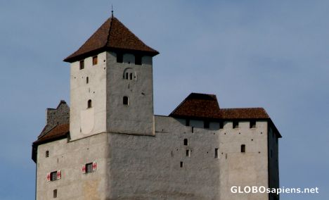 Postcard Balzers - castle's mysterious patchwork