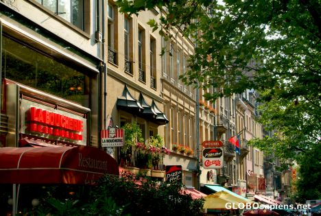 Postcard Luxembourg City - tops of restaurant entries
