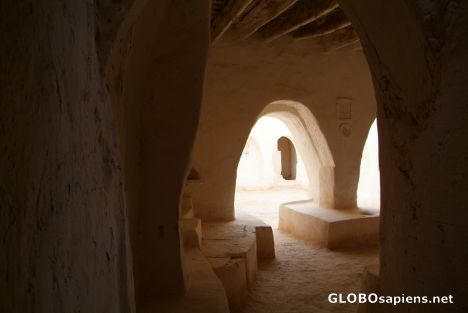 Postcard Ghadames - a cross road in the tunnel