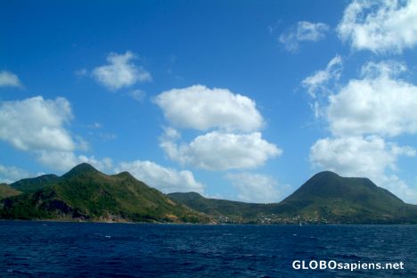 Postcard Hills of Martinique - from a boat