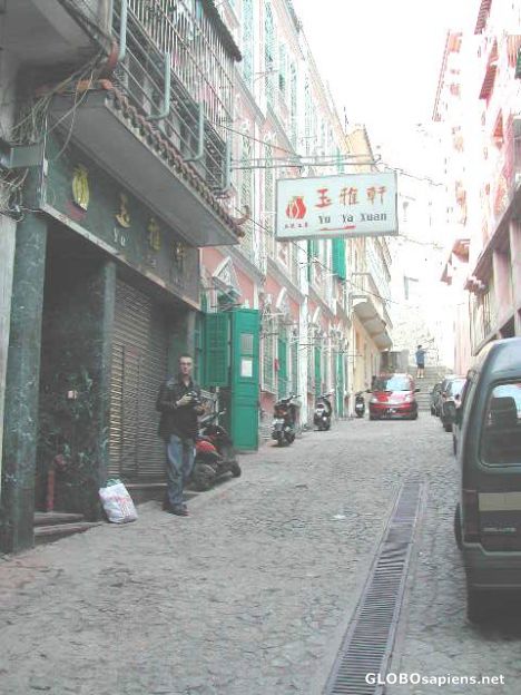 Postcard little street in Macau
