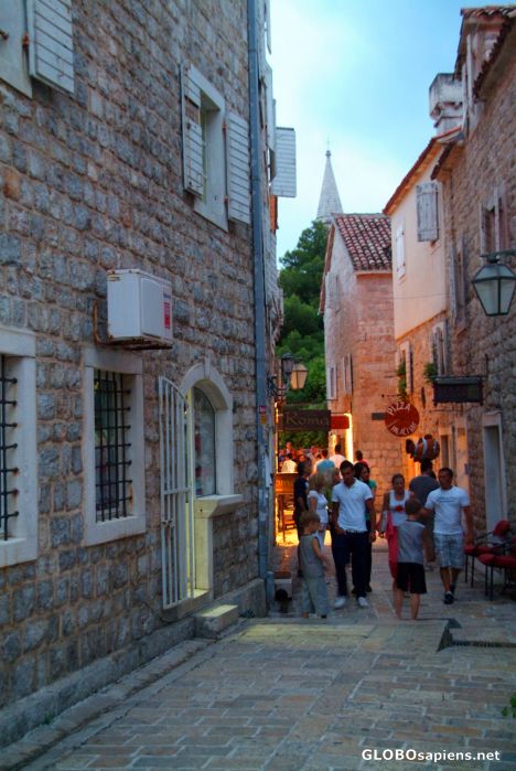 Postcard Budva (ME) - evening in the old town