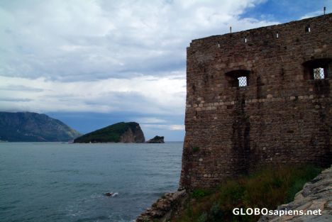 Postcard Budva (ME) - the citadel and an islet