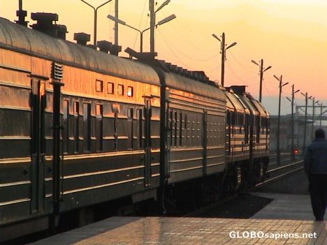 Train at ulaan baatar at sunrise