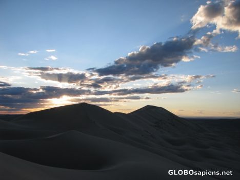 Postcard Gobi desert sunset