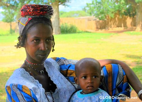 Postcard Fulani woman with her child