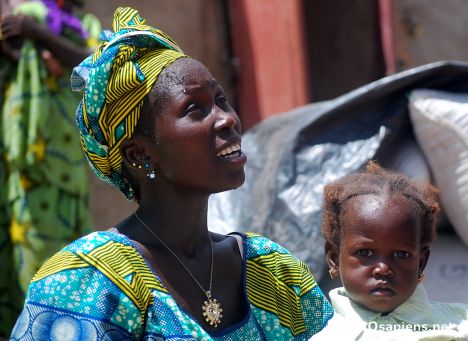 Postcard Fulani woman and a baby