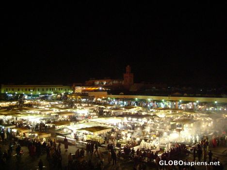 Postcard Jemaa-El-Fna at night