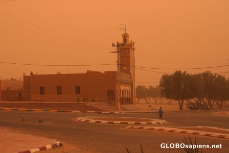 Postcard Mosque amid sandstorm