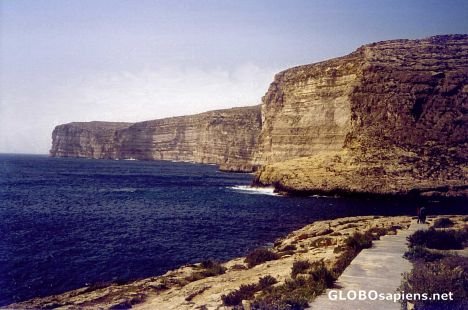 Postcard Xlendi Bay Cliffs