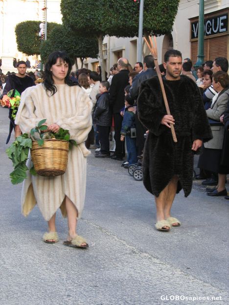 Postcard Nadur Easter procession - Adam&Eve