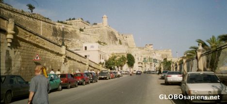 Postcard The Street  alongside the quay of port in Valletta