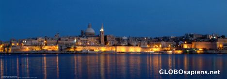 Postcard Valletta - Panorama after sunset