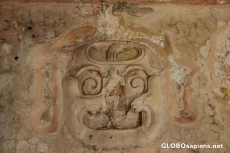 Postcard Mayan stone carving