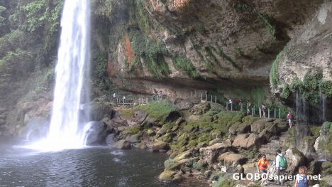 Postcard Curtain of Misol-ha waterfall