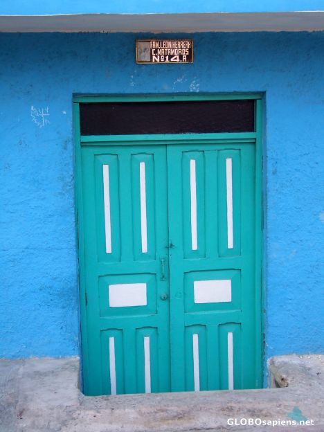 Postcard Turquoise door