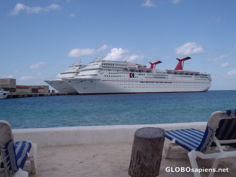 Postcard cruise ships docked in port
