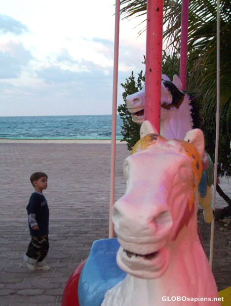 Postcard Intrigued by the merry-go-round, Punta Norte