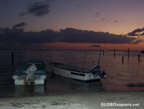 Postcard Sunset on Excellence Ship`s Pier area, Punta Norte