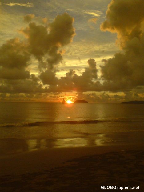 Postcard sun set in tanjung aru beach kota kinabalu sabah